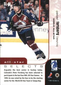 1999-00 Be a Player Memorabilia - All-Star Selects Silver #SL-01 Peter Forsberg Back