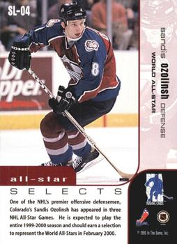 1999-00 Be a Player Memorabilia - All-Star Selects Silver #SL-04 Sandis Ozolinsh Back