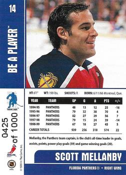 1999-00 Be a Player Memorabilia - Silver #14 Scott Mellanby Back