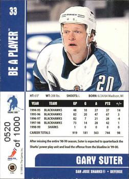 1999-00 Be a Player Memorabilia - Silver #33 Gary Suter Back