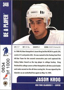 1999-00 Be a Player Memorabilia - Silver #346 Jason Krog Back