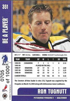 1999-00 Be a Player Memorabilia - Silver #351 Ron Tugnutt Back