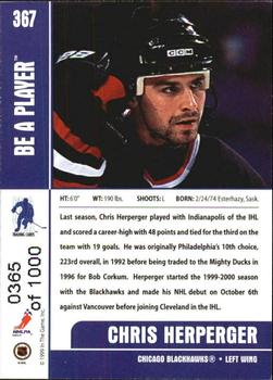 1999-00 Be a Player Memorabilia - Silver #367 Chris Herperger Back