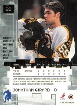 1999-00 Be a Player Millennium Signature Series - Anaheim National Emerald #28 Jonathan Girard Back