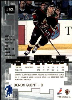 1999-00 Be a Player Millennium Signature Series - Anaheim National Emerald #192 Deron Quint Back