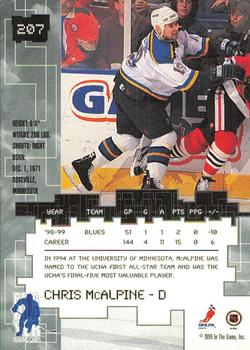1999-00 Be a Player Millennium Signature Series - Anaheim National Emerald #207 Chris McAlpine Back