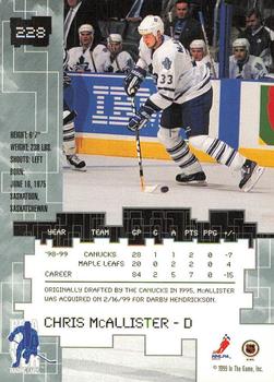 1999-00 Be a Player Millennium Signature Series - Anaheim National Emerald #228 Chris McAllister Back