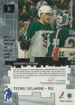 1999-00 Be a Player Millennium Signature Series - Autographs #2 Teemu Selanne Back