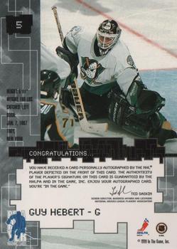 1999-00 Be a Player Millennium Signature Series - Autographs #5 Guy Hebert Back