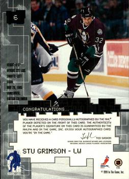 1999-00 Be a Player Millennium Signature Series - Autographs #6 Stu Grimson Back