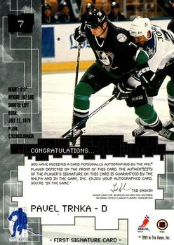 1999-00 Be a Player Millennium Signature Series - Autographs #7 Pavel Trnka Back