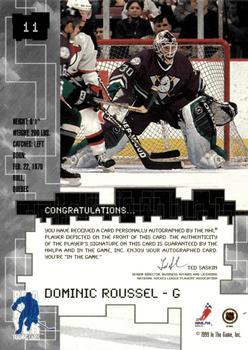 1999-00 Be a Player Millennium Signature Series - Autographs #11 Dominic Roussel Back