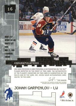1999-00 Be a Player Millennium Signature Series - Autographs #16 Johan Garpenlov Back