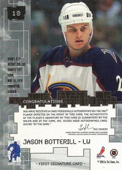 1999-00 Be a Player Millennium Signature Series - Autographs #18 Jason Botterill Back