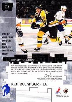 1999-00 Be a Player Millennium Signature Series - Autographs #21 Ken Belanger Back