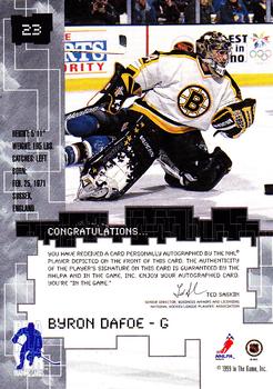 1999-00 Be a Player Millennium Signature Series - Autographs #23 Byron Dafoe Back