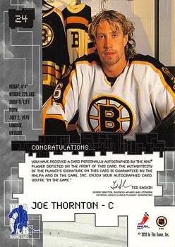 1999-00 Be a Player Millennium Signature Series - Autographs #24 Joe Thornton Back