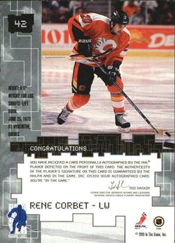 1999-00 Be a Player Millennium Signature Series - Autographs #42 Rene Corbet Back
