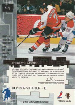 1999-00 Be a Player Millennium Signature Series - Autographs #44 Denis Gauthier Back