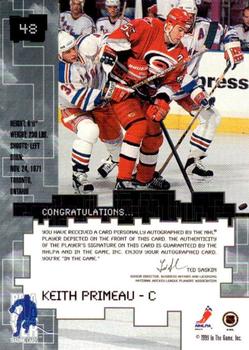1999-00 Be a Player Millennium Signature Series - Autographs #48 Keith Primeau Back