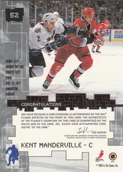 1999-00 Be a Player Millennium Signature Series - Autographs #52 Kent Manderville Back