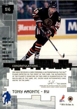1999-00 Be a Player Millennium Signature Series - Autographs #56 Tony Amonte Back