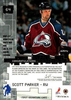 1999-00 Be a Player Millennium Signature Series - Autographs #64 Scott Parker Back