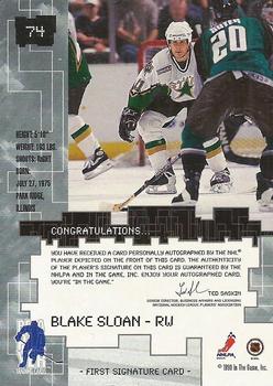 1999-00 Be a Player Millennium Signature Series - Autographs #74 Blake Sloan Back