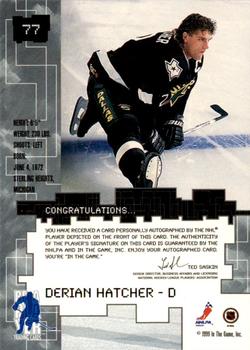 1999-00 Be a Player Millennium Signature Series - Autographs #77 Derian Hatcher Back