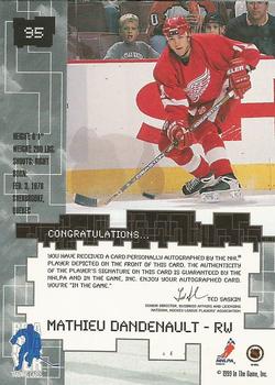 1999-00 Be a Player Millennium Signature Series - Autographs #95 Mathieu Dandenault Back