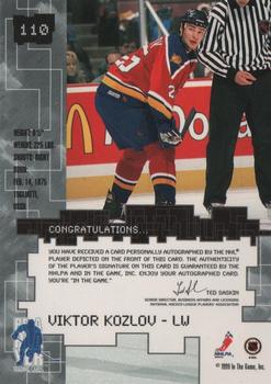 1999-00 Be a Player Millennium Signature Series - Autographs #110 Viktor Kozlov Back