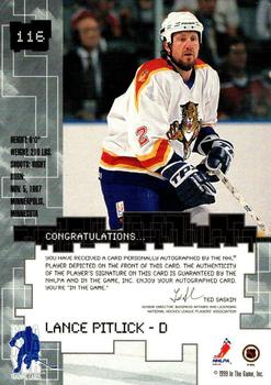 1999-00 Be a Player Millennium Signature Series - Autographs #116 Lance Pitlick Back