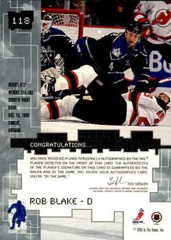1999-00 Be a Player Millennium Signature Series - Autographs #118 Rob Blake Back