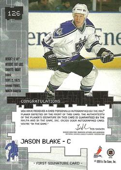 1999-00 Be a Player Millennium Signature Series - Autographs #126 Jason Blake Back