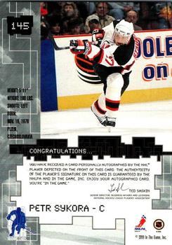 1999-00 Be a Player Millennium Signature Series - Autographs #145 Petr Sykora Back