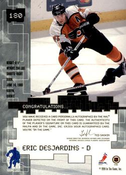 1999-00 Be a Player Millennium Signature Series - Autographs #180 Eric Desjardins Back