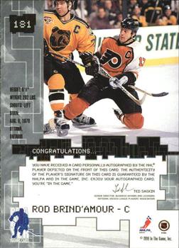 1999-00 Be a Player Millennium Signature Series - Autographs #181 Rod Brind'Amour Back