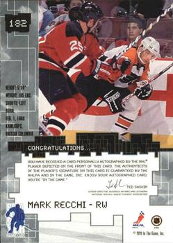1999-00 Be a Player Millennium Signature Series - Autographs #182 Mark Recchi Back
