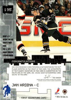 1999-00 Be a Player Millennium Signature Series - Autographs #195 Jan Hrdina Back