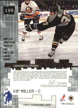 1999-00 Be a Player Millennium Signature Series - Autographs #199 Kip Miller Back