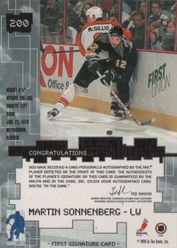 1999-00 Be a Player Millennium Signature Series - Autographs #200 Martin Sonnenberg Back