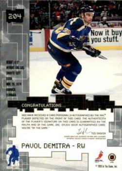 1999-00 Be a Player Millennium Signature Series - Autographs #204 Pavol Demitra Back
