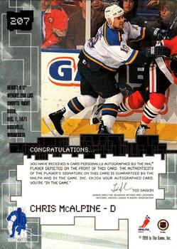 1999-00 Be a Player Millennium Signature Series - Autographs #207 Chris McAlpine Back