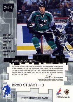 1999-00 Be a Player Millennium Signature Series - Autographs #214 Brad Stuart Back