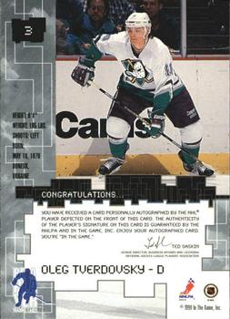 1999-00 Be a Player Millennium Signature Series - Autographs Gold #3 Oleg Tverdovsky Back