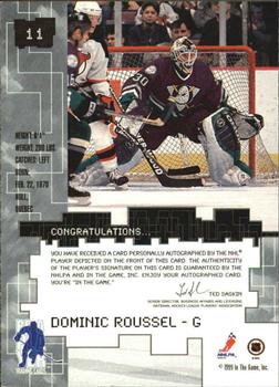 1999-00 Be a Player Millennium Signature Series - Autographs Gold #11 Dominic Roussel Back