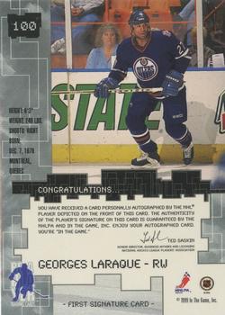 1999-00 Be a Player Millennium Signature Series - Autographs Gold #100 Georges Laraque Back