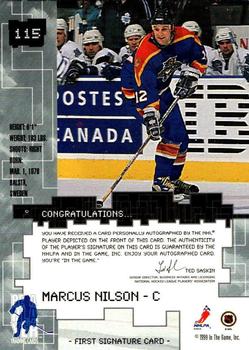 1999-00 Be a Player Millennium Signature Series - Autographs Gold #115 Marcus Nilson Back