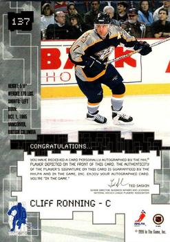 1999-00 Be a Player Millennium Signature Series - Autographs Gold #137 Cliff Ronning Back