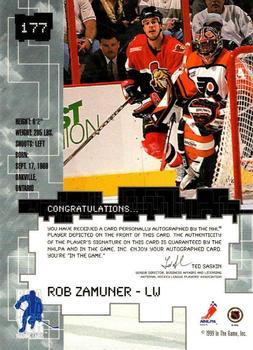 1999-00 Be a Player Millennium Signature Series - Autographs Gold #177 Rob Zamuner Back